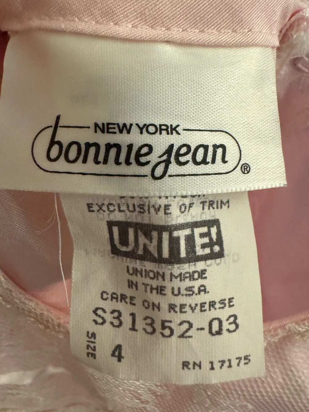 Vintage Bonnie Jean Size 4 Girls Baby Pink Lace Rosette Dress Coquette Easter
